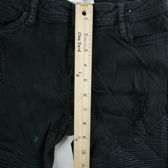Soho Babe Womens Slim Straight Jeans Black Distressed Denim Low Rise Size 9 - Picture 5 of 9